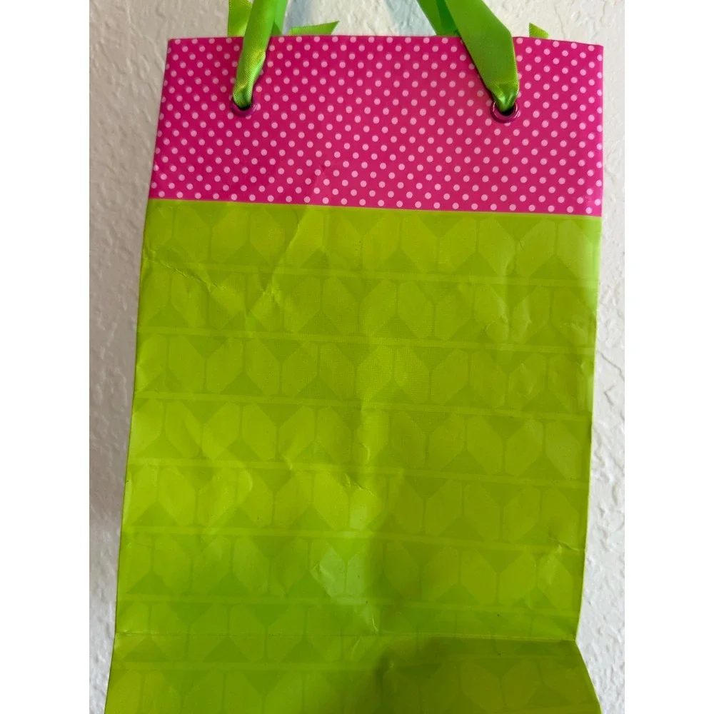 Lolita 10th Anniversary Wine‎ Bottle Gift Bag Pink Green Polka Dot Martini Glass